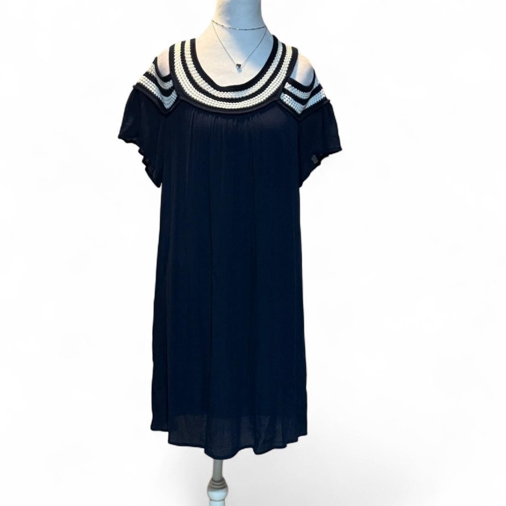 Nautical Size Small Dress P-P 16 L 37 preppy sailor peek a boo shoulders
